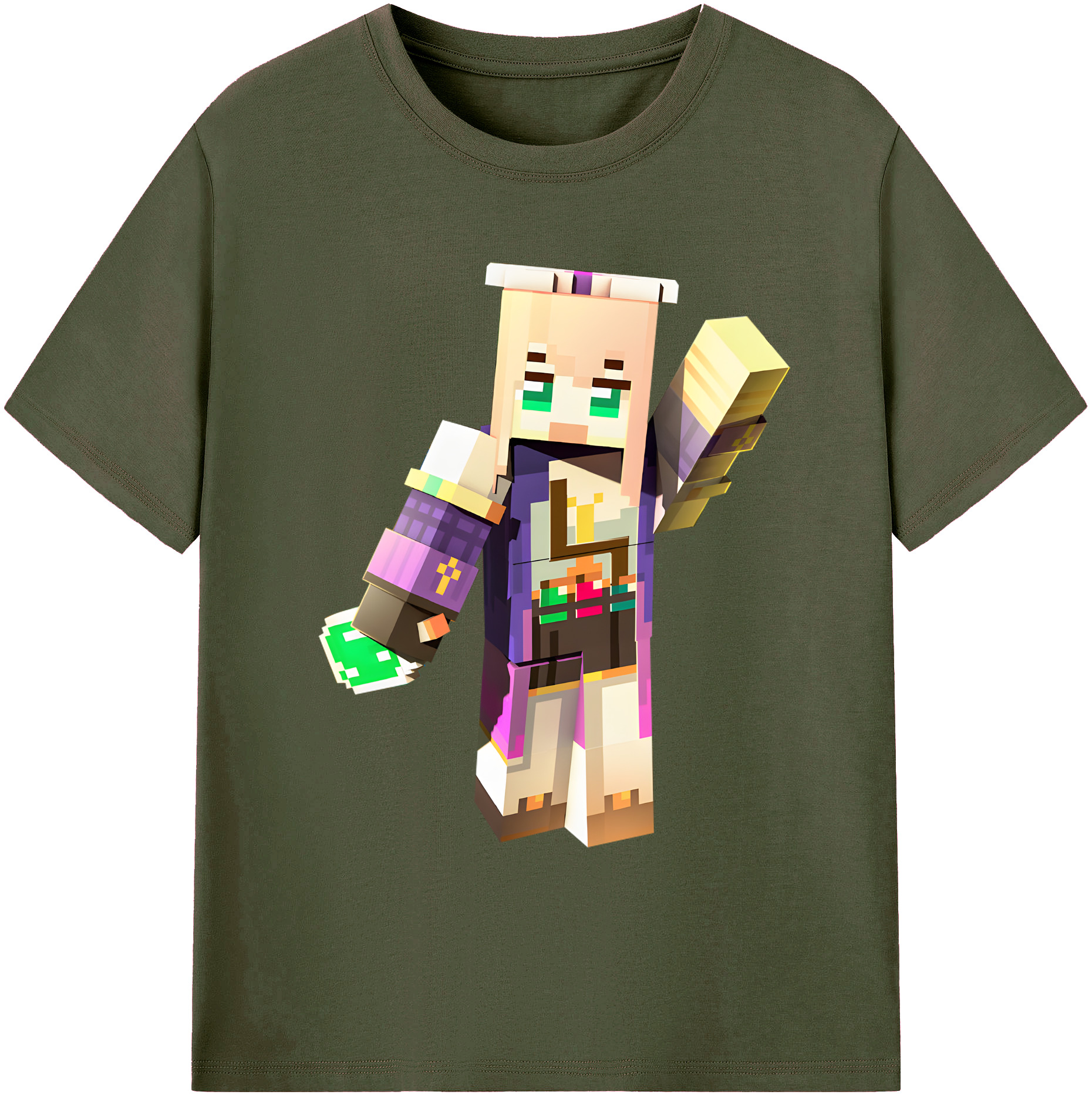 （画像用） マインクラフト ブロックの世界 Minecraft MC Block world 綿100％ メンズ半袖Tシャツ｜肌触りやわらか＆通気性